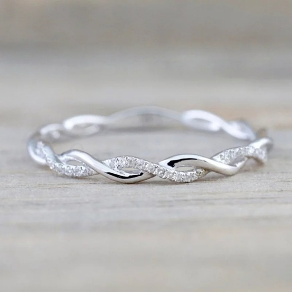 New Silver Diamond Twisted Eternity Ring - Picture 2 of 3
